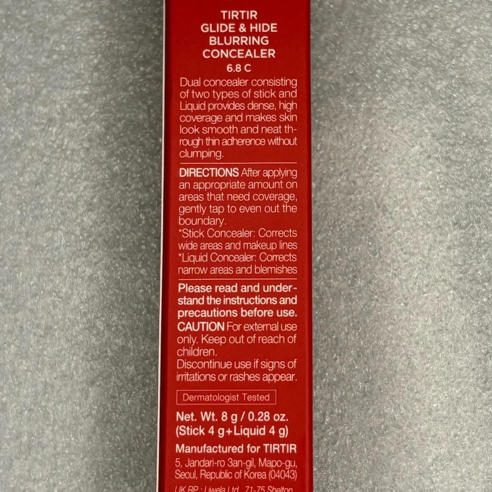 TIRTIR Glide and‎ Hide Blurring Concealer Long Lasting Wear #6.8 C Make Up